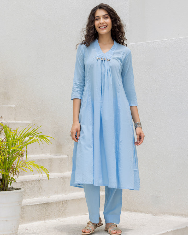 Blue Cotton Kurta Set