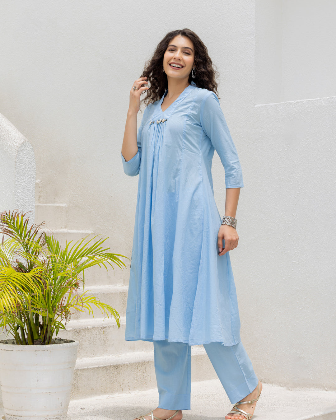 Blue Cotton Kurta Set
