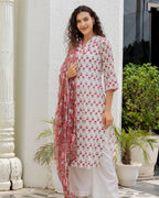 Handblock Printed Red Suit Set