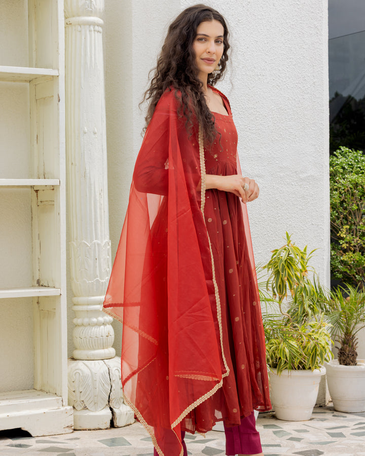 Rust Organza Suit Set