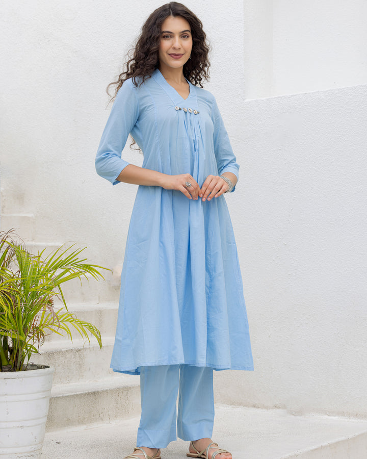 Blue Cotton Kurta Set