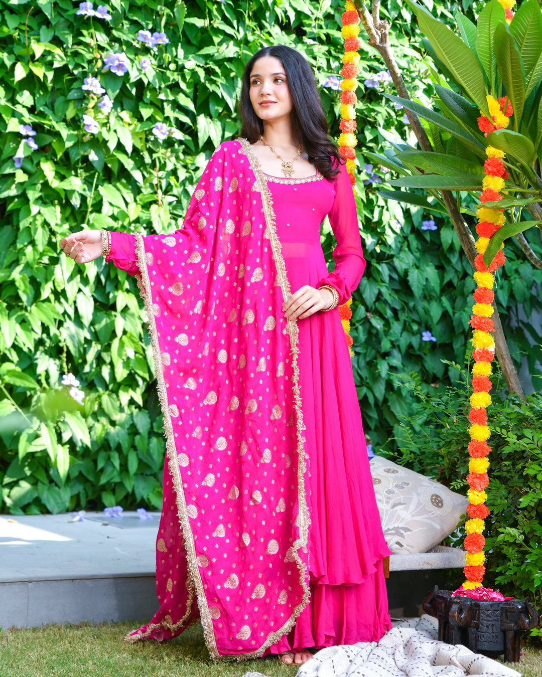 PINK EMBROIDERED GEORGETTE SUIT SET