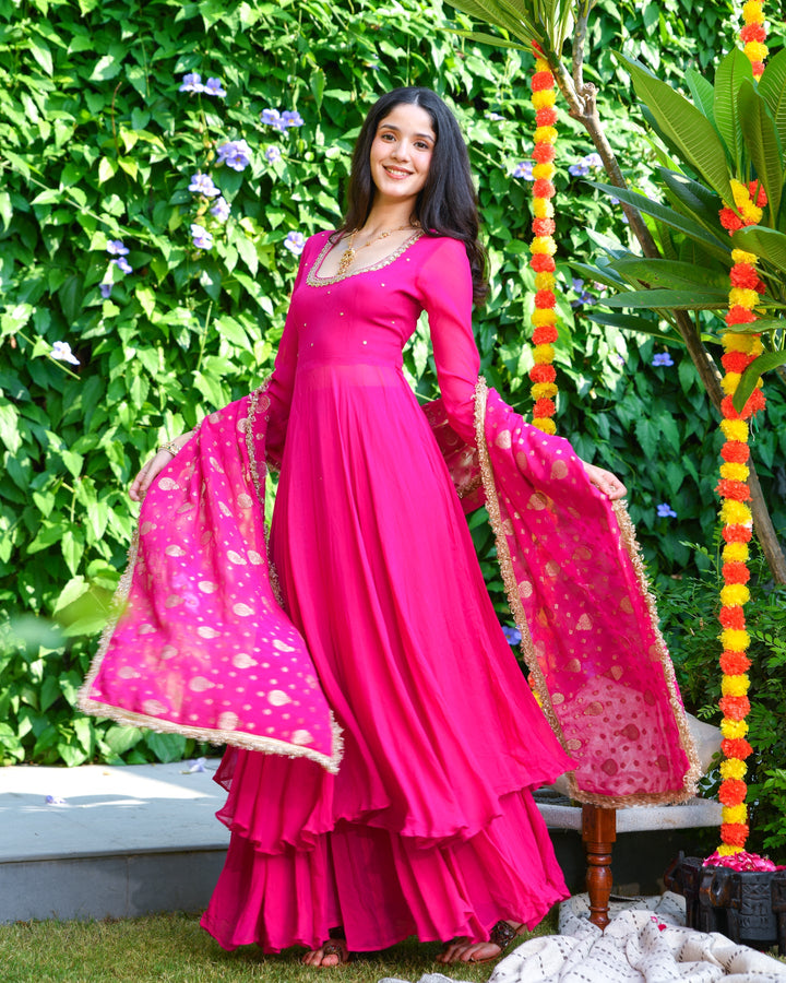 PINK EMBROIDERED GEORGETTE SUIT SET