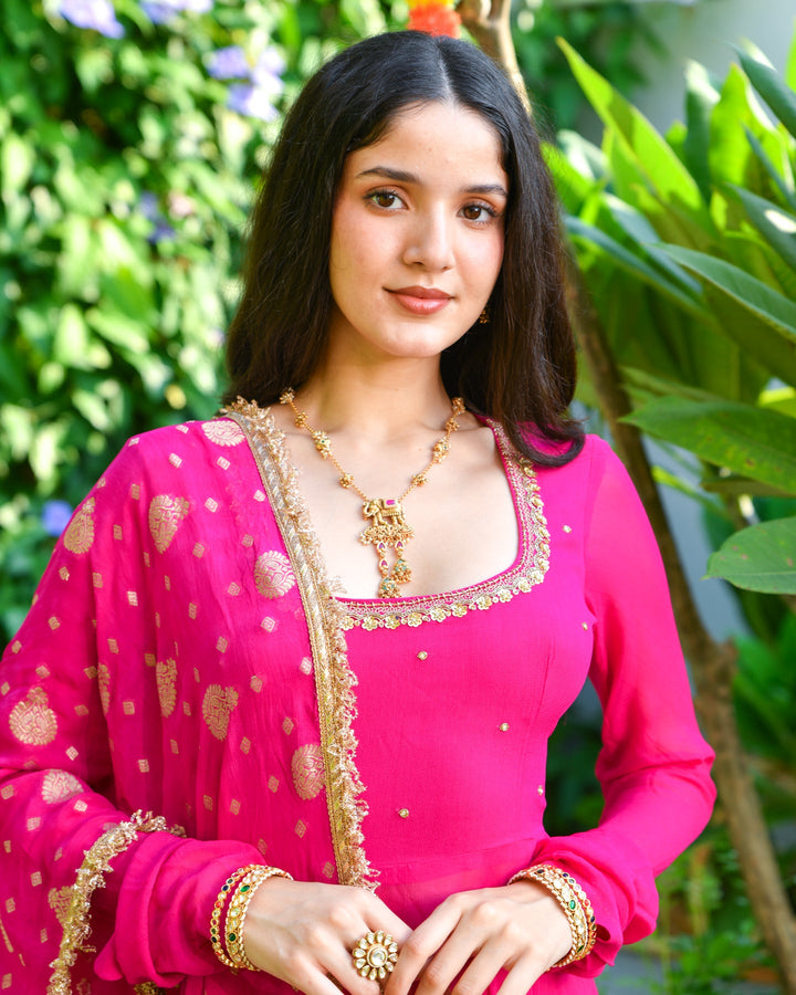 PINK EMBROIDERED GEORGETTE SUIT SET