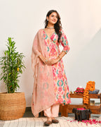 Blush Pink Printed Tissue Suit Set