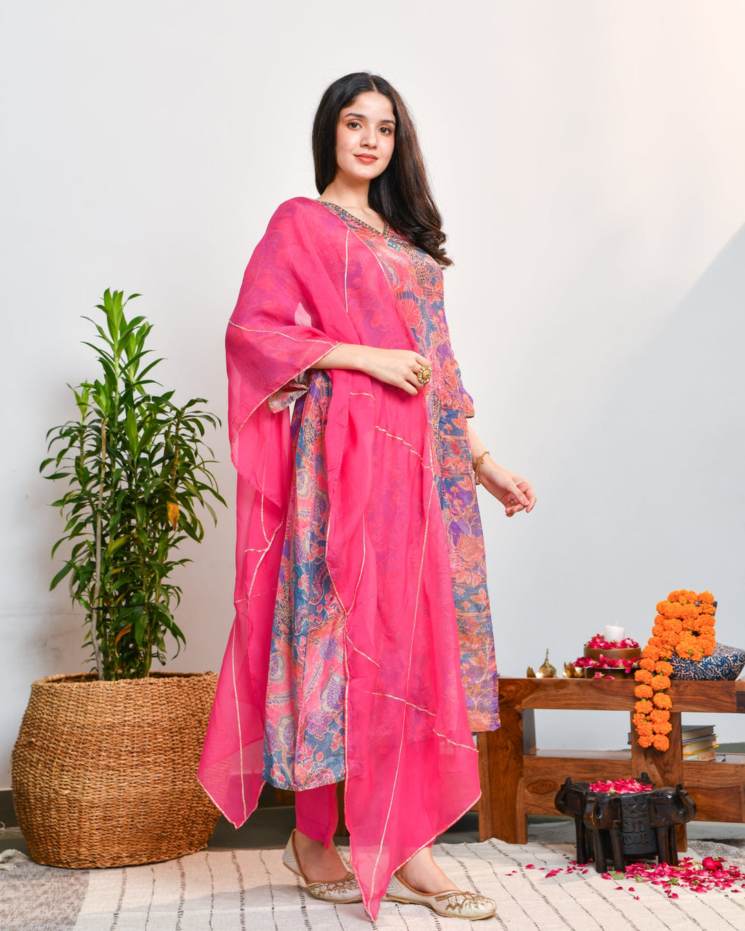 Abstract Pink Tissue Suit Set