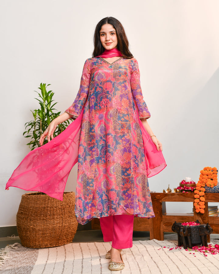 Abstract Pink Tissue Suit Set