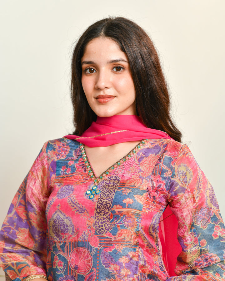 Abstract Pink Tissue Suit Set