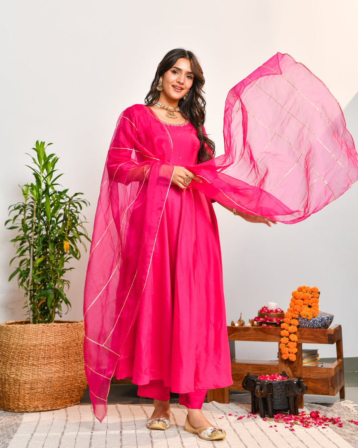 Pink Anarkali Suit Set
