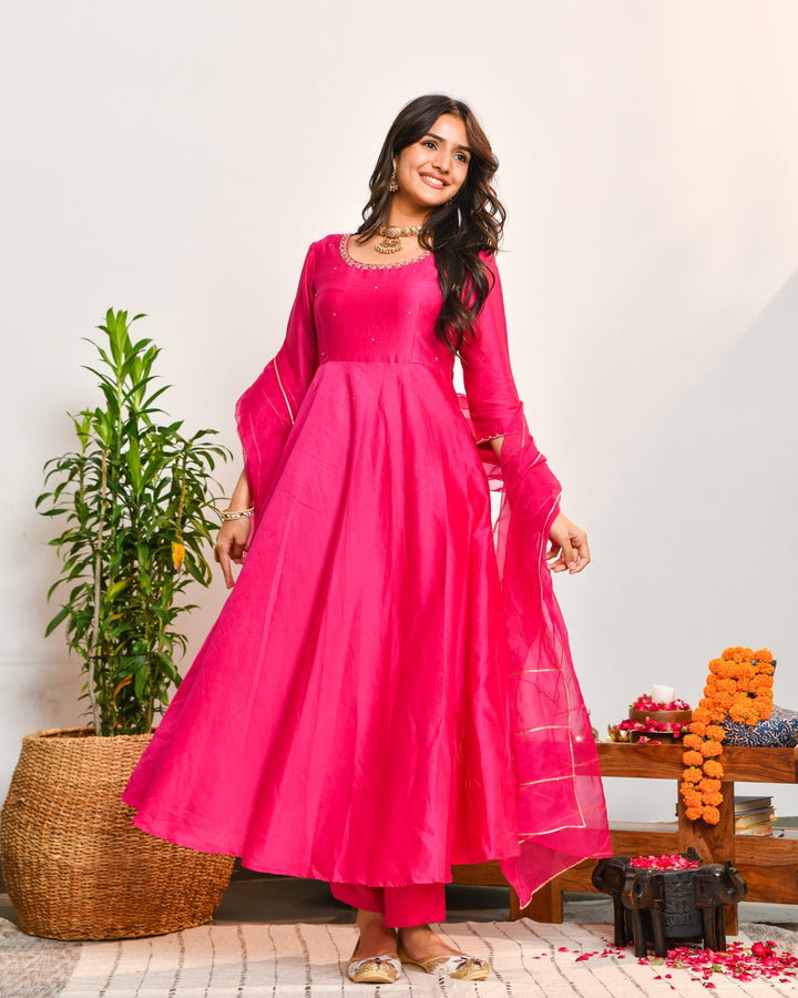 Pink Anarkali Suit Set