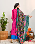 Pink Blue Color Block Suit Set