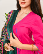 Pink Blue Color Block Suit Set