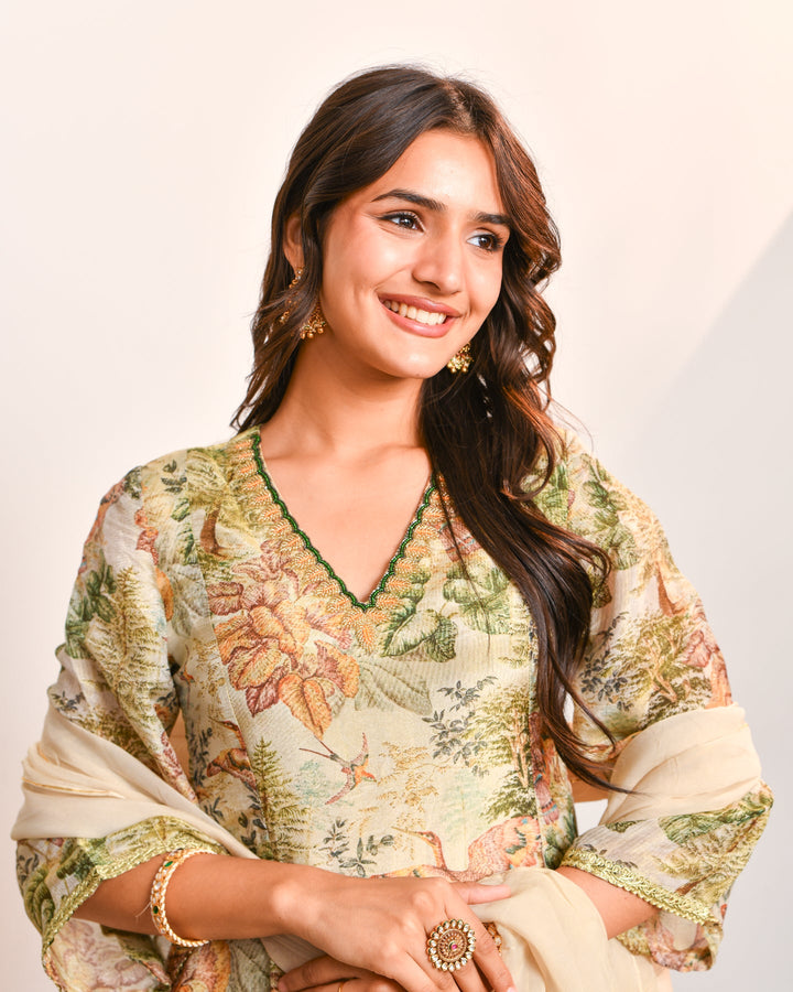 Beige Birdy Print Tissue Set