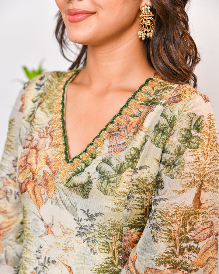 Beige Birdy Print Tissue Set