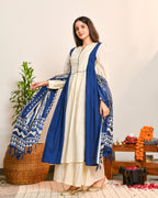 Ivory Blue Color Block Suit Set