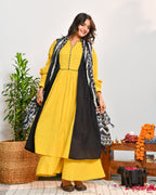 Mustard Color Block Suit Set