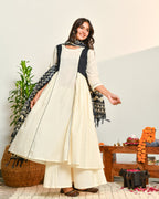 Ivory Black Ikat Dupatta Suit