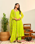 Fluorescent Green Viscose Anarkali Suit