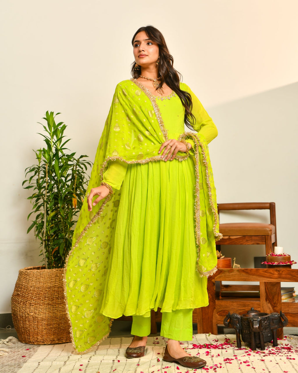 Fluorescent Viscose Anarkali Suit