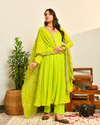 Fluorescent Viscose Anarkali Suit
