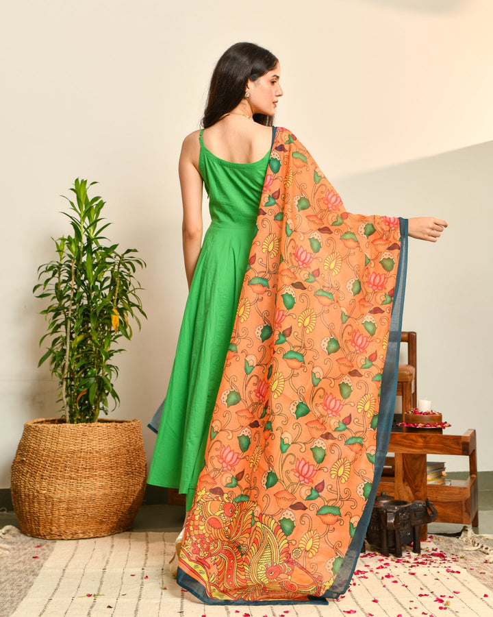Green Cotton Anarkali Suit Set