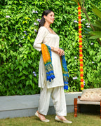 Off White Embroidered Rayon Suit Set