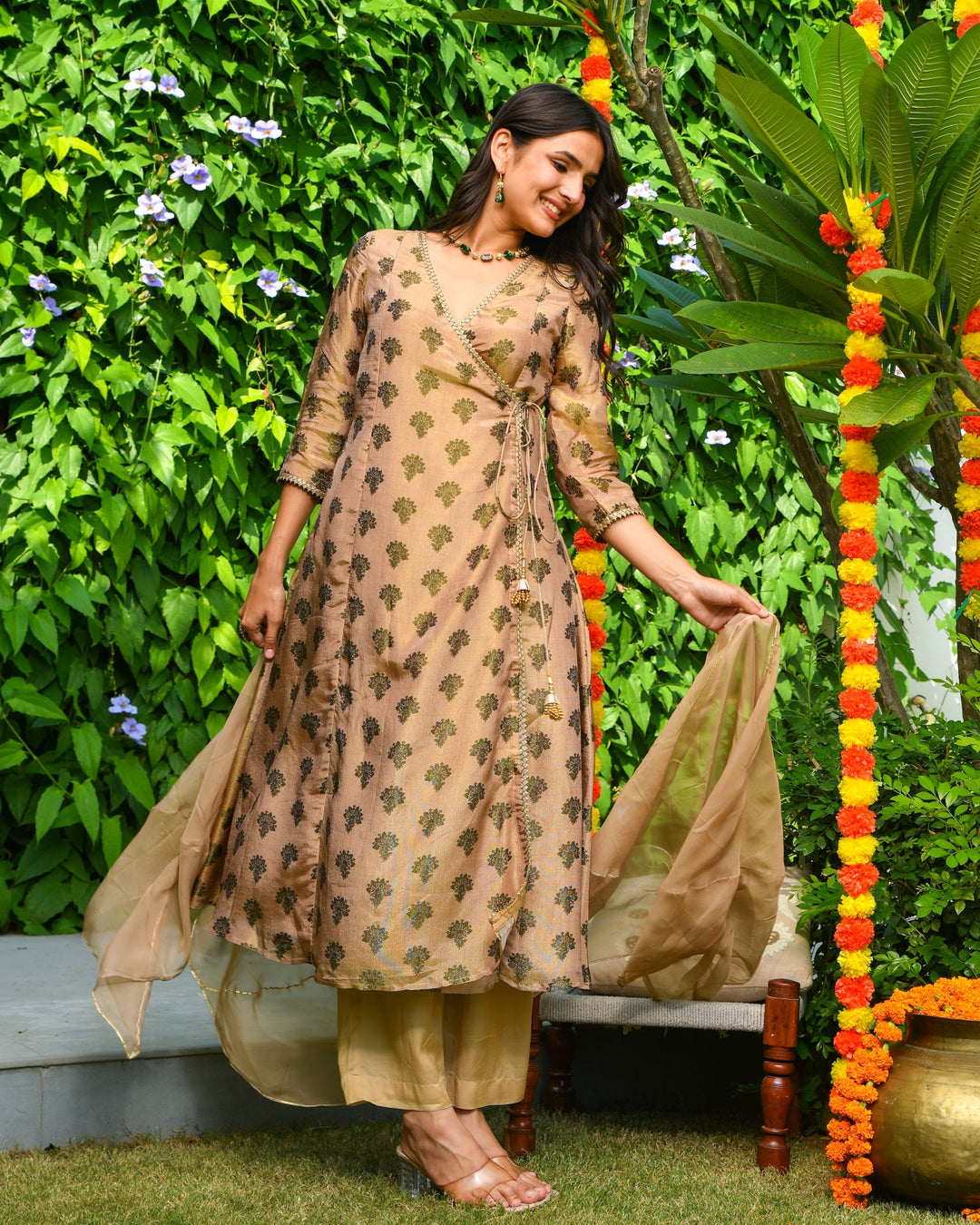 Gold Tissue Buta Suit Set