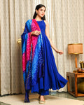 Blue Embroidered Anarkali Suit Set