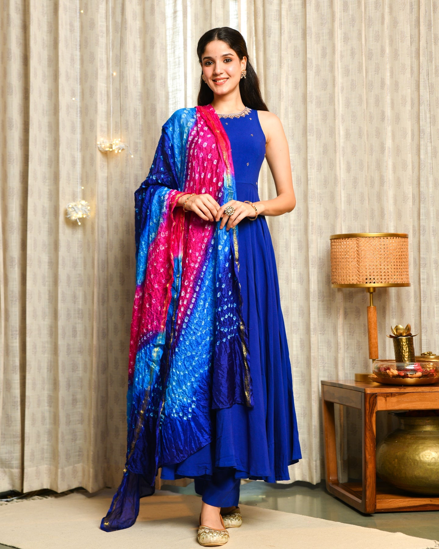 Blue Embroidered Anarkali Suit Set