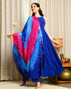 Blue Embroidered Anarkali Suit Set