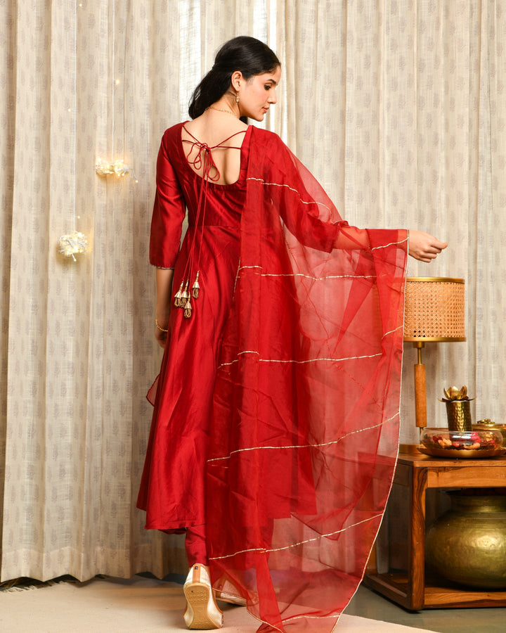 Maroon Anarkali Suit Set