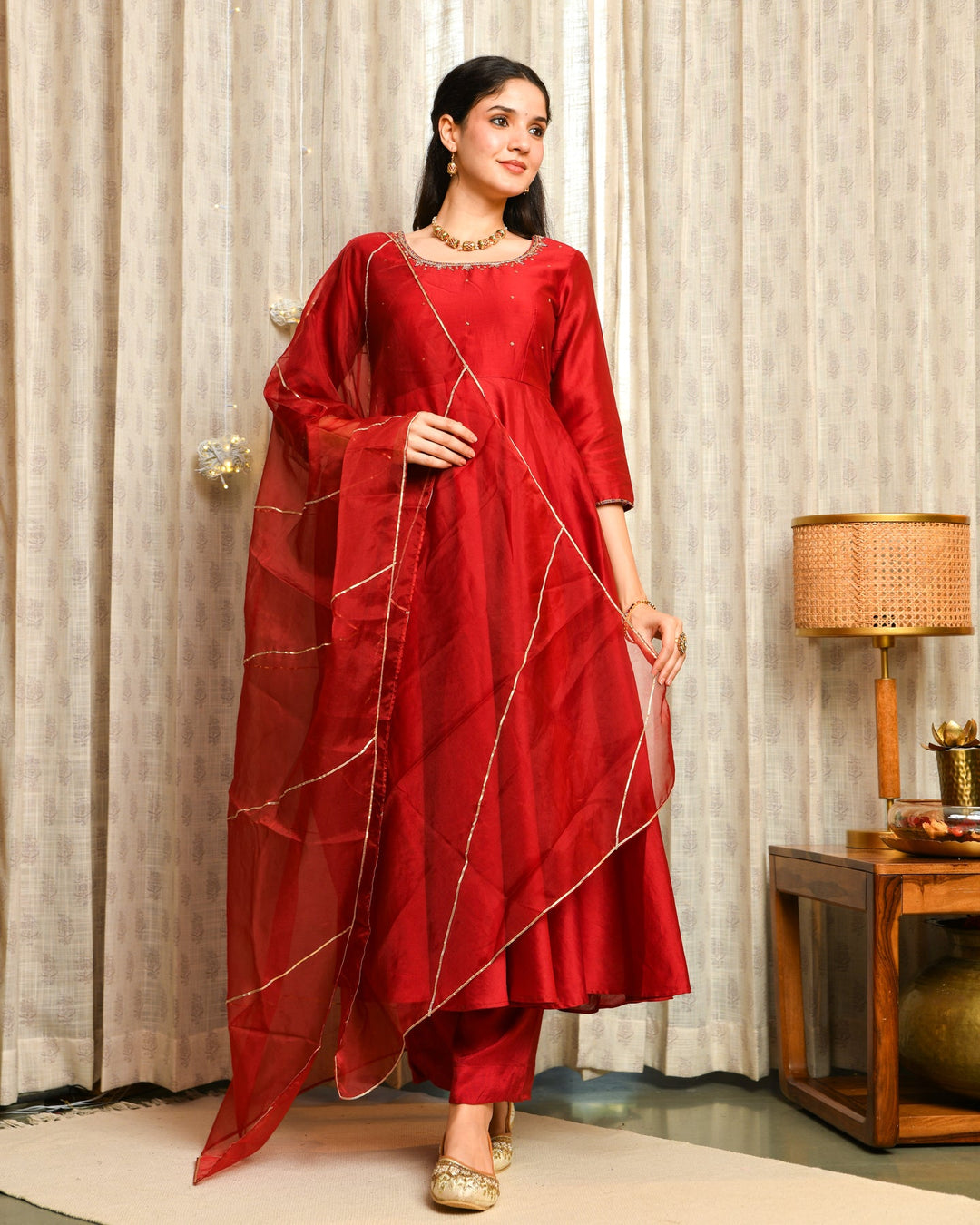 Maroon Anarkali Suit Set