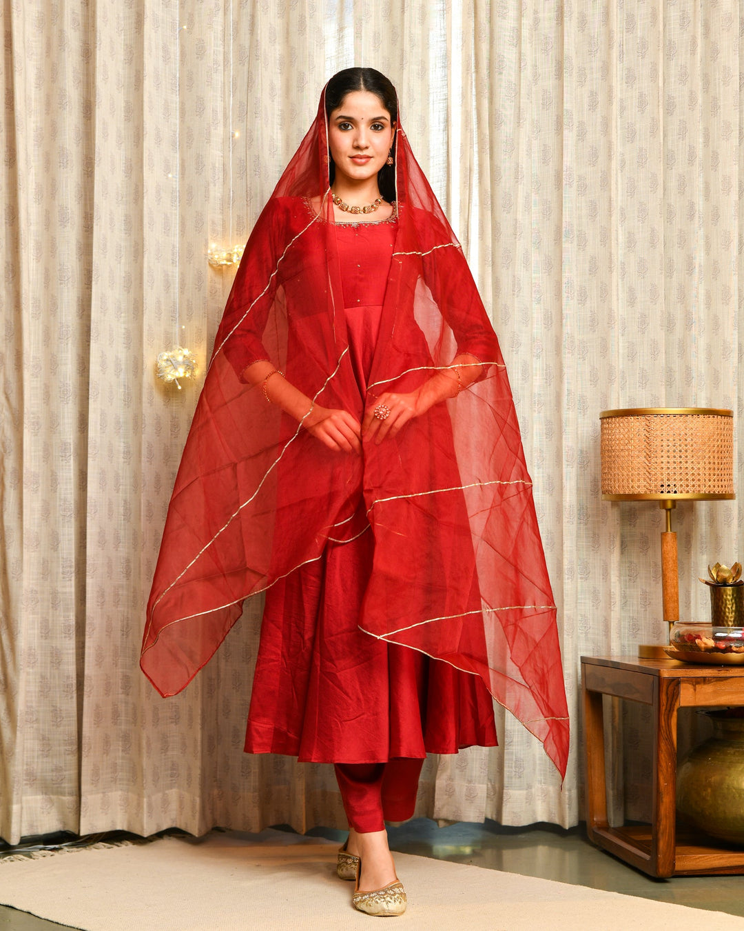 Maroon Anarkali Suit Set