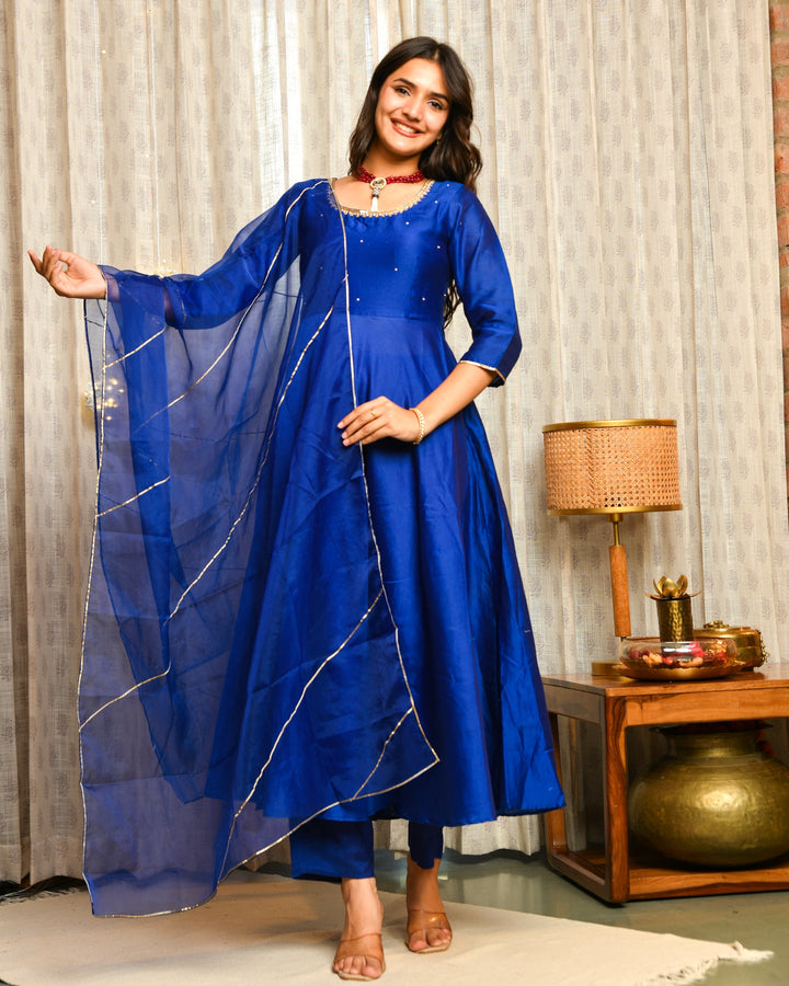 Blue Anarkali Suit Set