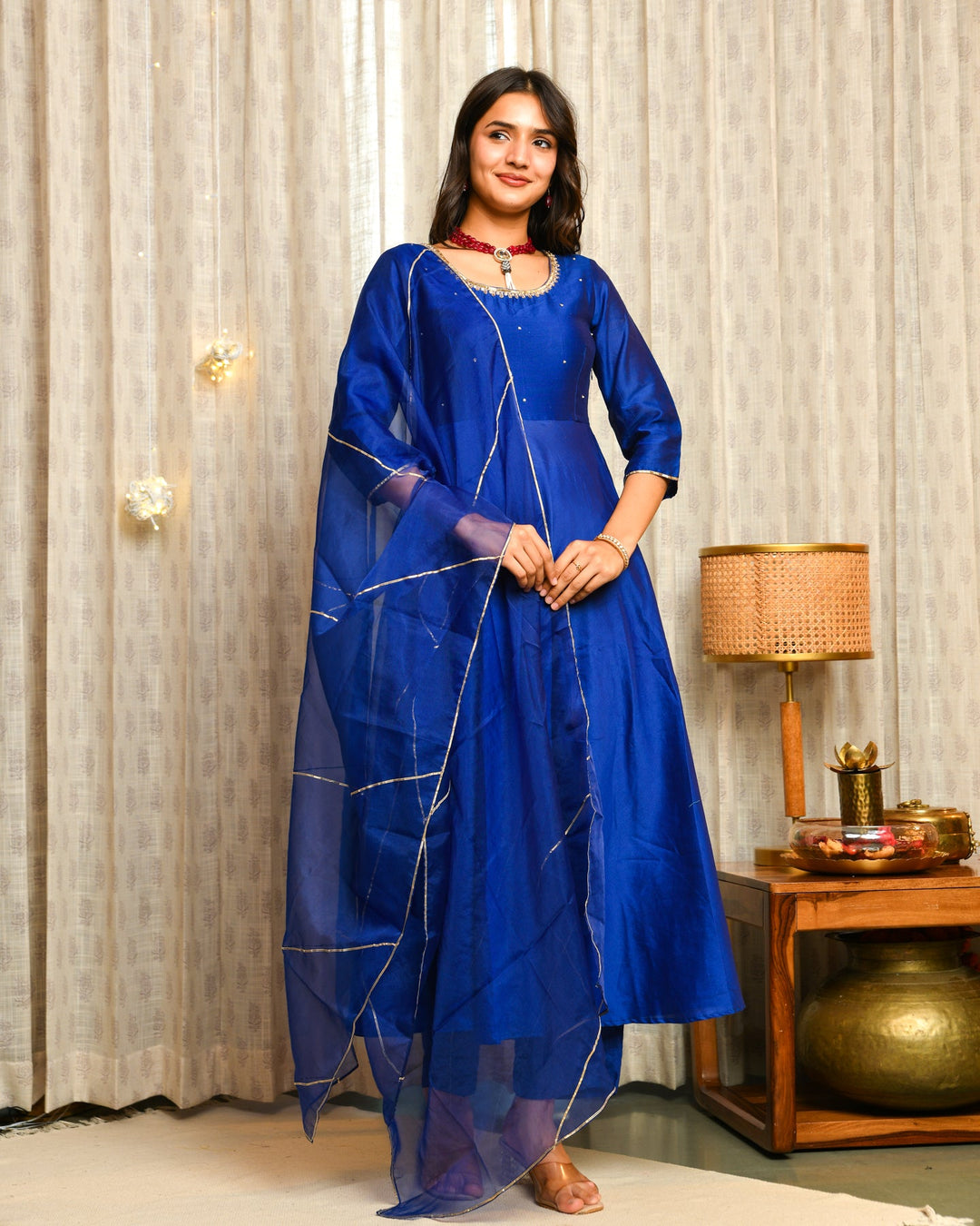 Blue Anarkali Suit Set