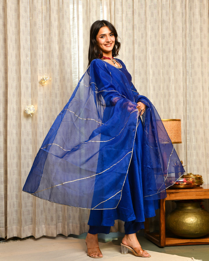 Blue Anarkali Suit Set