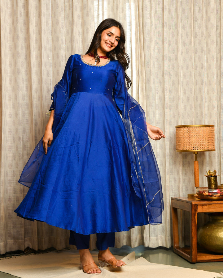 Blue Anarkali Suit Set