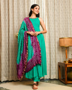 Turquoise Blue Anarkali Suit Set