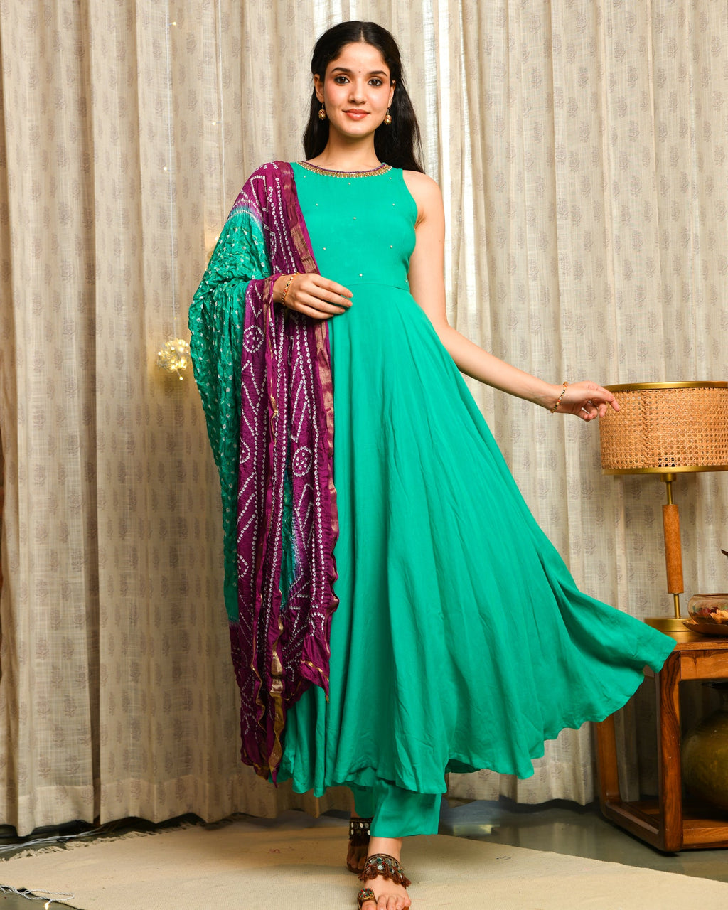 Turquoise Blue Anarkali Suit Set