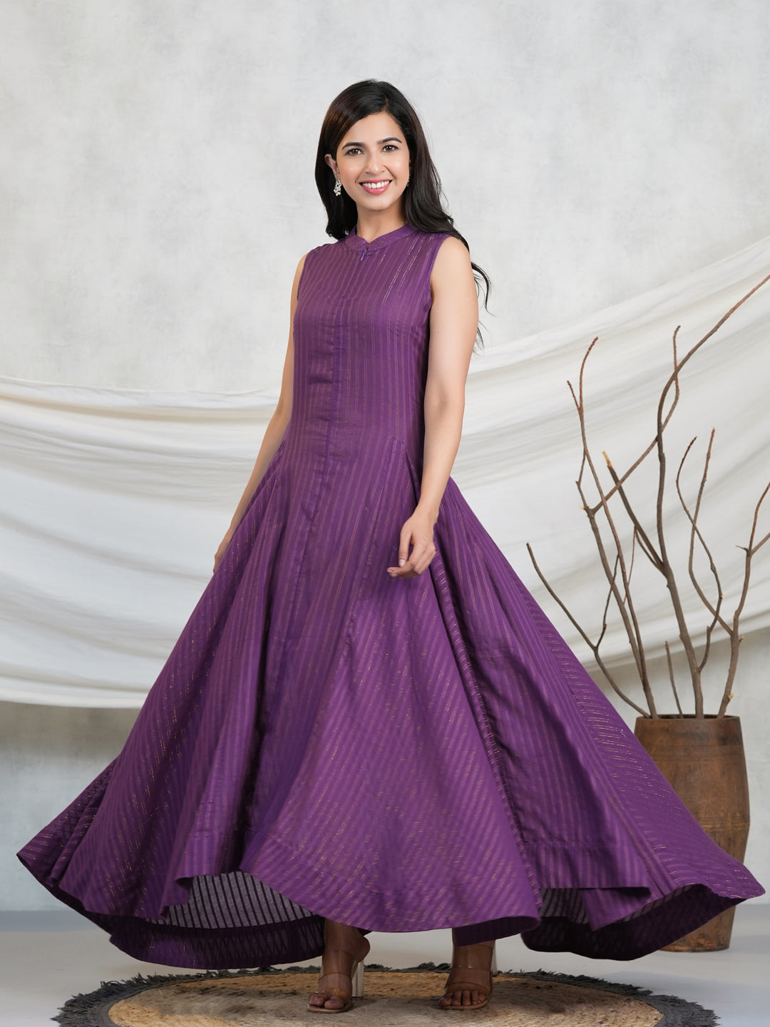 Purple Lurex Maxi Dress