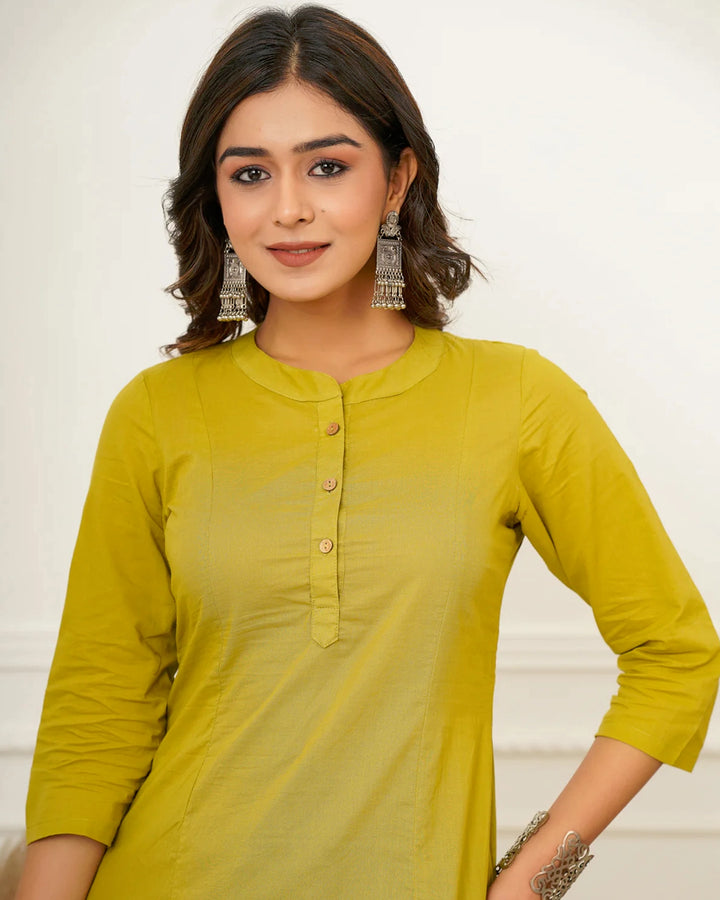 Olive Green A Line Kurta