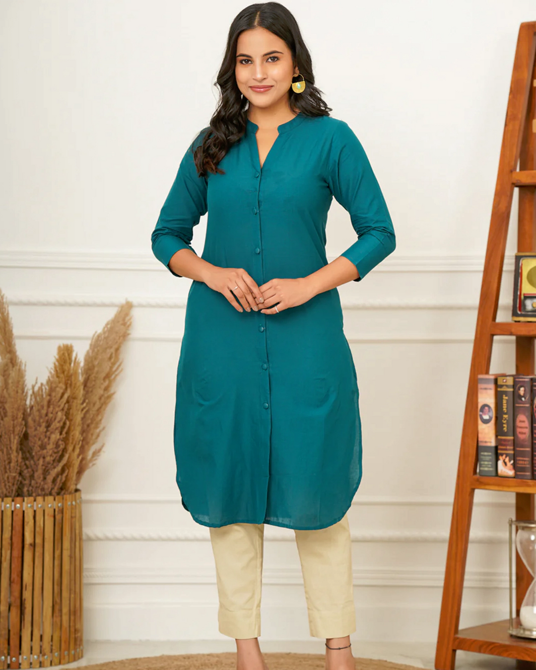 Dark Green Button Down Kurti