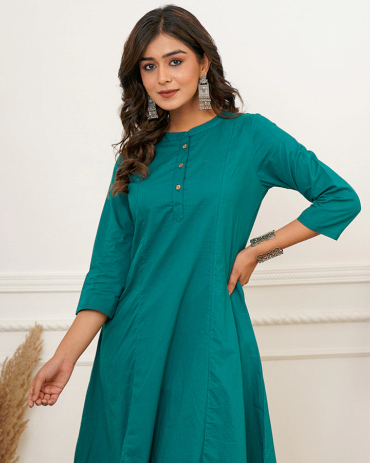 Forest Green A Line Kurti