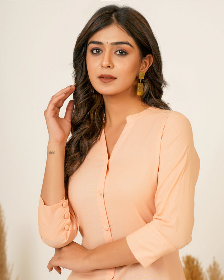 Peach Button Down Kurti