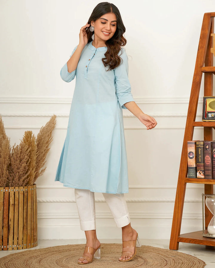 Ice Blue A Line Kurta