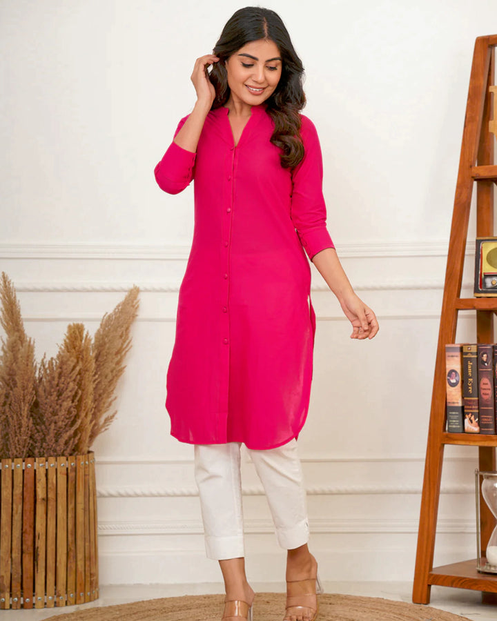 Hot Pink Button Down Kurti