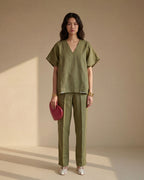 Basic green Linen Co-ord Set