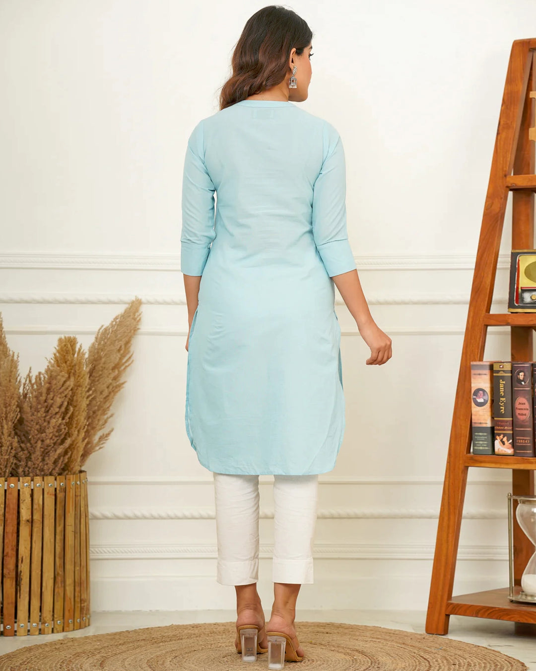 Ice Blue Button Down Kurta