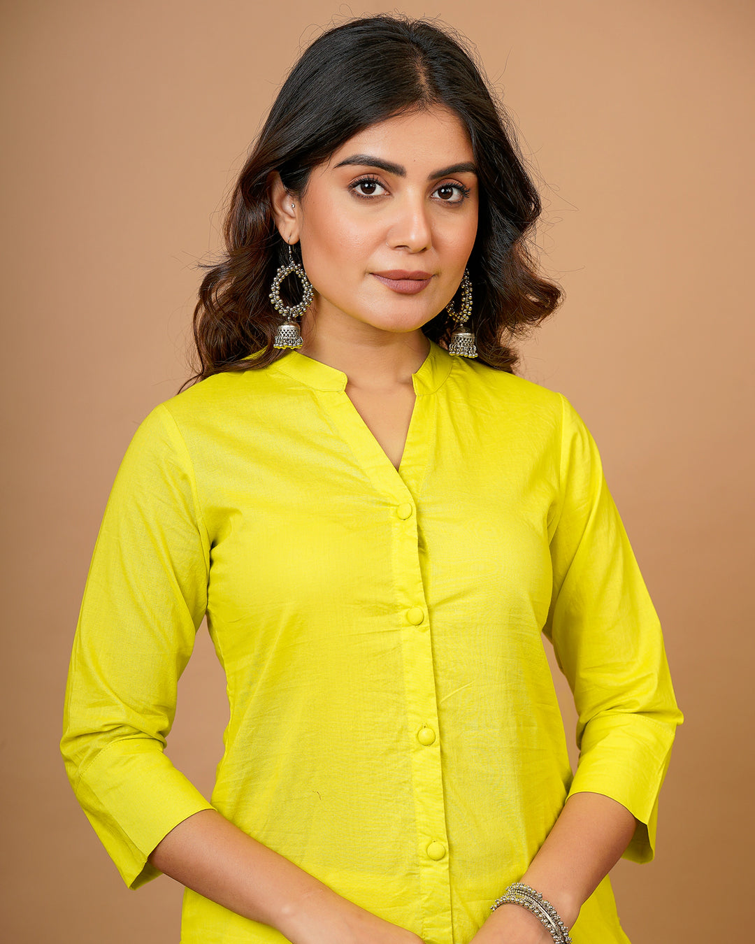 Neon Green Button Down Kurti