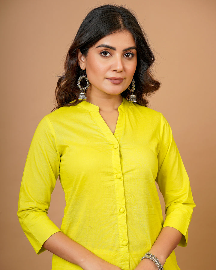 Neon Green Button Down Kurti